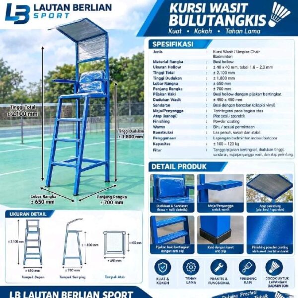 Kursi Wasit Badminton Bulu tangkis outdoor dilengkapi atap free papan skor