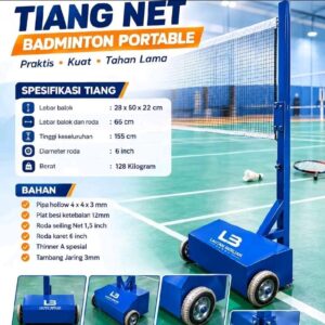 Tiang Net Badminton Prtable 1 Set kualitas premium